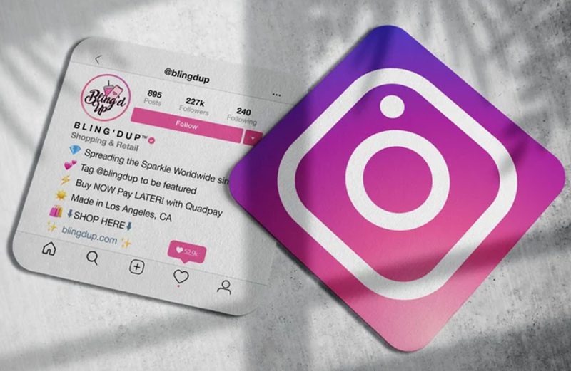 Minimalist business card featuring only an Instagram logo and handle