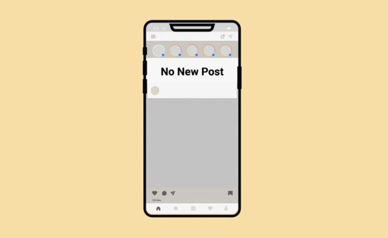 Illustration of a weak internet signal affecting a user's Instagram feed.