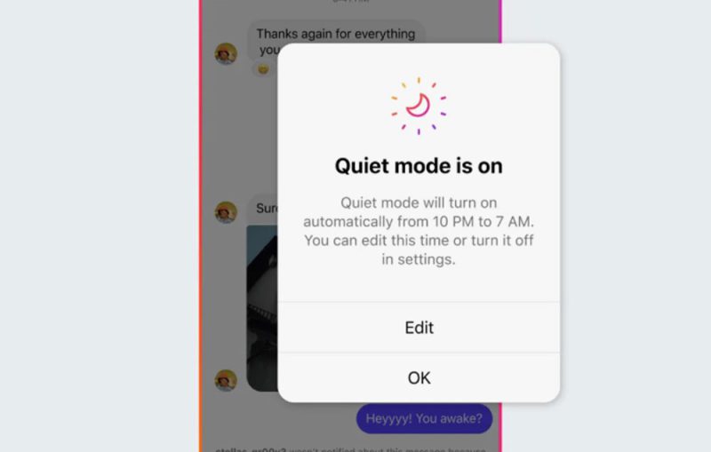 An infographic showing the main benefits of Instagram's Quiet Mode, including better sleep, reduced anxiety, and improved screen time management.