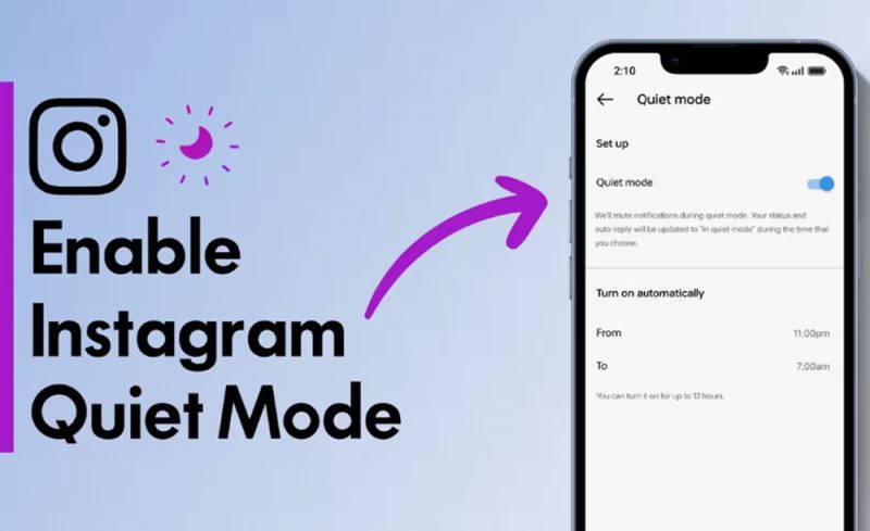A screenshot of the automatic reply message sent in Instagram Direct Messages, notifying a user that the recipient is in Quiet Mode.