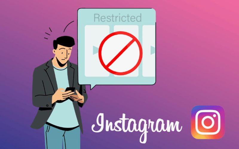 An infographic showing a sudden stop in likes and comments notifications from a specific user, indicating an Instagram restriction.