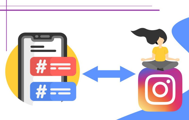 A content creator researching and choosing effective social media hashtags on a laptop for an Instagram growth strategy.