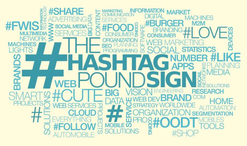 A person managing an e-commerce business profile on Instagram, choosing relevant B2C and marketing hashtags.