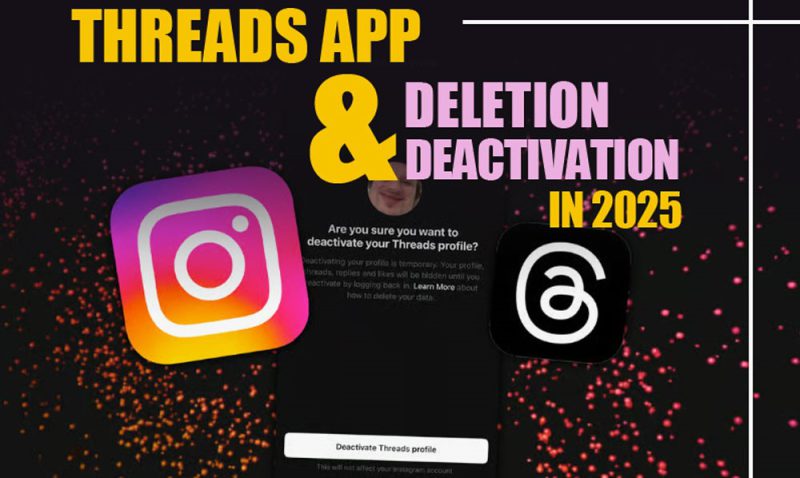 A graphic illustrating Threads app deletion, showing the Threads logo separated from the Instagram logo with a scissors icon.