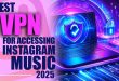 Person adding music to Instagram Story using the best VPN for Instagram Music to bypass geo-blocks.