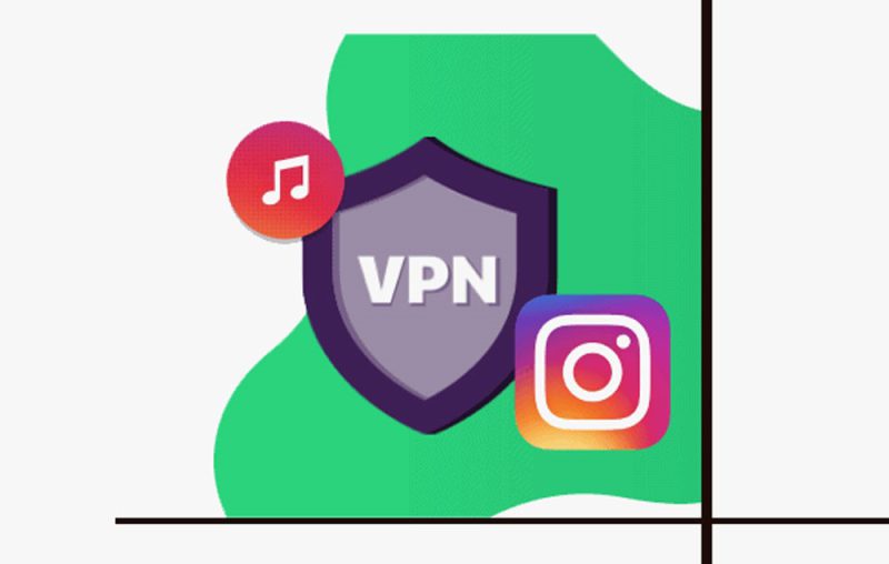 User connecting to a US or UK VPN server location to access the full Instagram Music library.