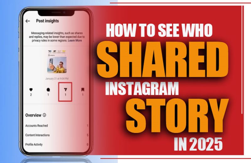 A person holding a smartphone viewing Instagram analytics to see who shared their story.